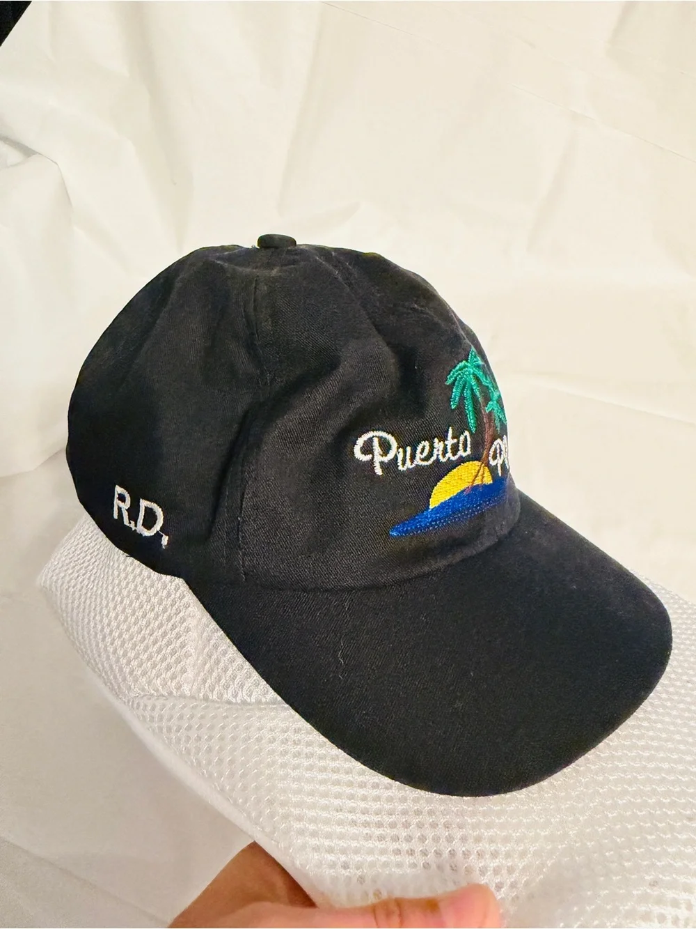 Puerto Plata Dominican Republic Hat Black Embroidered Palm Tree Beach Cap RD